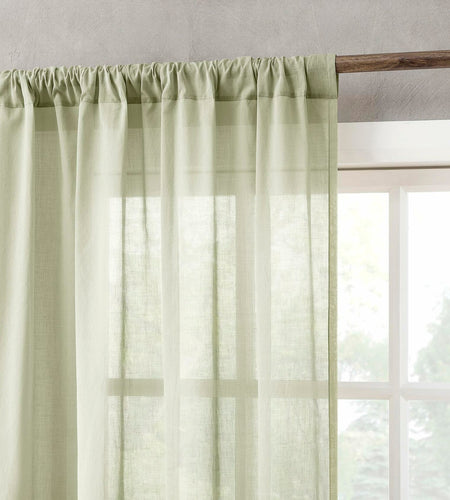 Archaeo Cotton Sheer Curtain 50x63 Moss Green 1 Panel