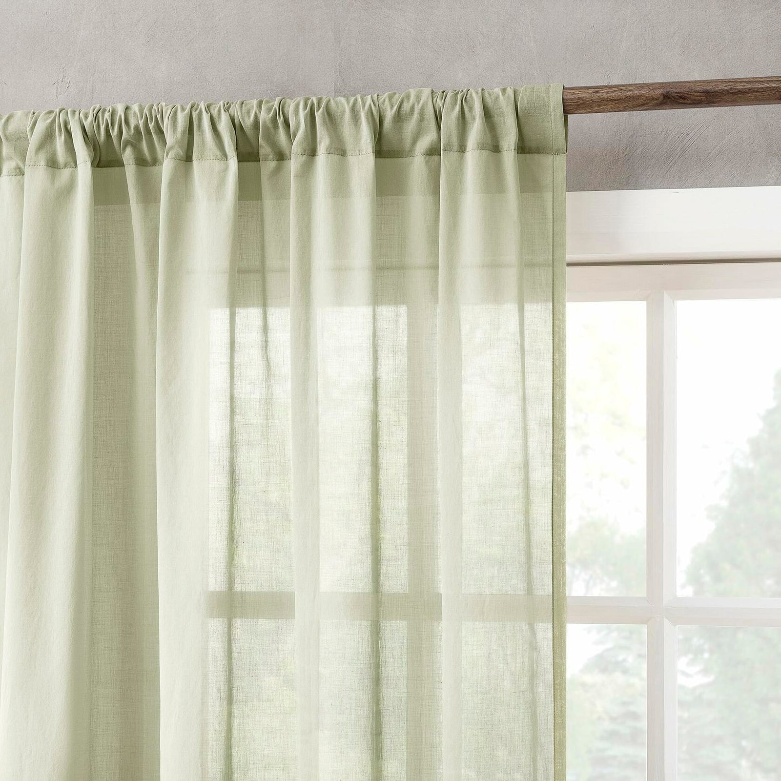 Archaeo Cotton Sheer Curtain 50x63 Moss Green 1 Panel