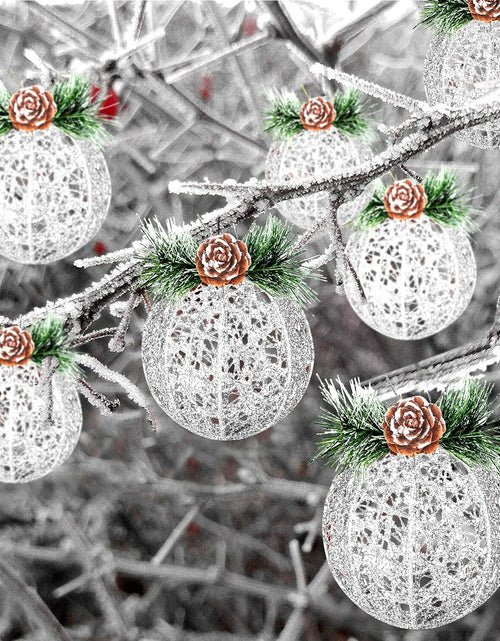 Load image into Gallery viewer, [Like New] ZHANYIGY Christmas Ball Ornaments 4pc Silver Pinecone Rattan String Size S
