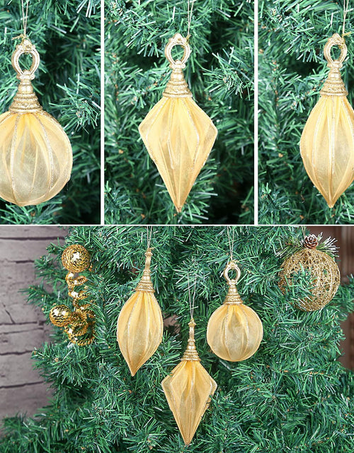 Load image into Gallery viewer, Gold Rugby Christmas Ornaments 6pc Set Round Balls Diamond Pendants
