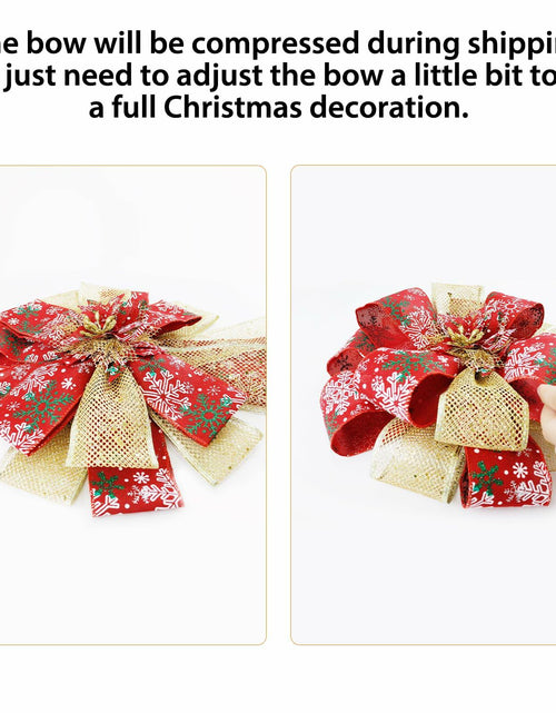 Load image into Gallery viewer, Filltown Christmas Tree Topper Bow 53x13 Inch Grey Silver Xmas Decor
