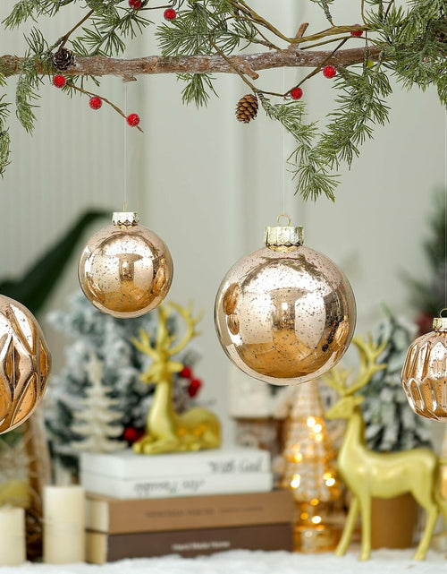 Load image into Gallery viewer, Jumbo Mercury Rose Gold Christmas Ornaments 6" Shatterproof Set of 2
