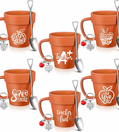 Nuogo Gardener 6 Set 11oz Ceramic Mug with Shovel Spoon Keychains