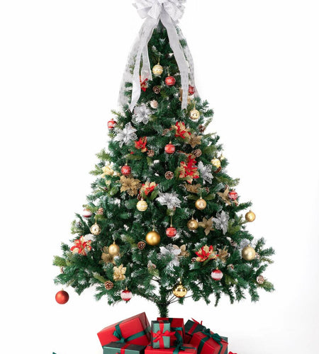 Handmade Christmas Tree Bow Topper Large Silver 27x12 Inches