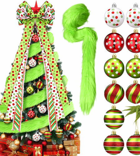 Knitgrip Christmas Tree Topper Bow Set 14 Pcs Lime Green 2.4 Inch