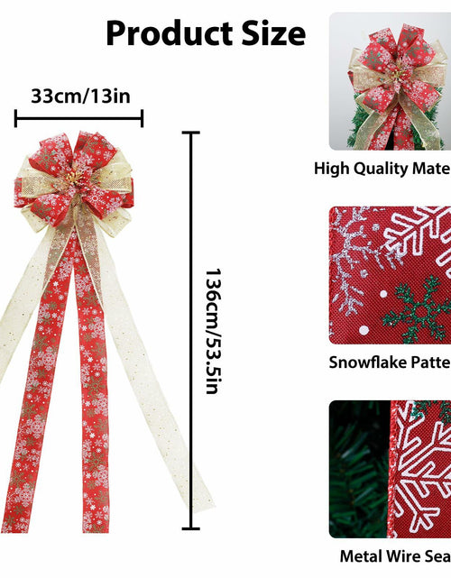 Load image into Gallery viewer, Filltown Christmas Tree Topper Bow 53x13 Inch Grey Silver Xmas Decor
