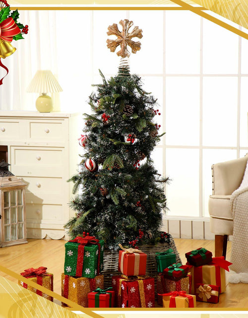 Load image into Gallery viewer, Cinnvoice Snowflake Christmas Tree Topper 11" Champagne Gold Glitter

