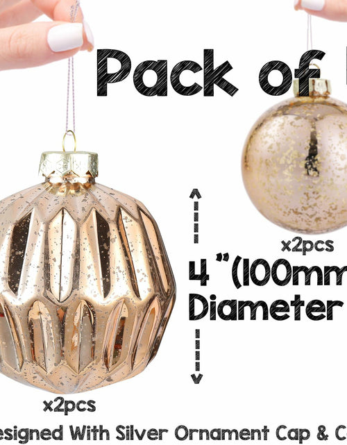 Load image into Gallery viewer, Jumbo Mercury Rose Gold Christmas Ornaments 6" Shatterproof Set of 2
