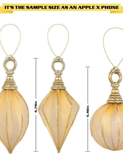 Load image into Gallery viewer, Gold Rugby Christmas Ornaments 6pc Set Round Balls Diamond Pendants
