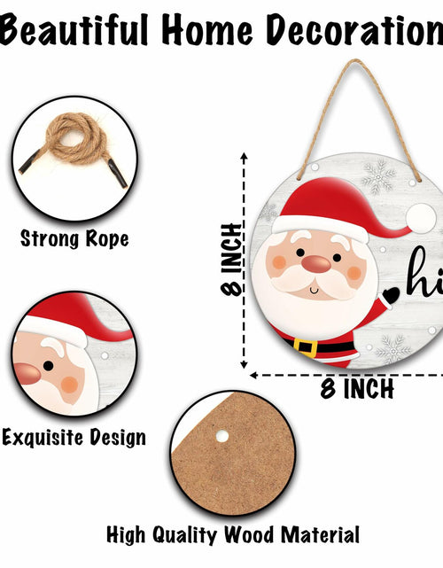 Load image into Gallery viewer, Santa Welcome Sign 8" Round Wood Hanging Plaque Christmas Decor A10

