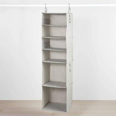 Load image into Gallery viewer, Brightroom 6 Shelf Hanging Fabric Organizer Gray 54" Height 30 lb Capacity
