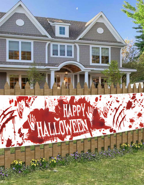 Load image into Gallery viewer, DENNSHH Happy Halloween Outdoor Banner 120x20 White Polyester Yard Sign

