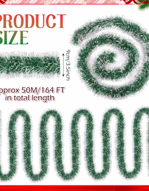 Load image into Gallery viewer, Hotop Christmas Tinsel Garland Frost Tip Metallic Streamers Green 164ft
