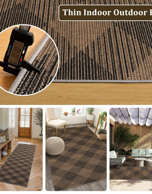 Load image into Gallery viewer, YIHOUSE Checkered Jute Rug 8x10 Brown Black Non Slip Indoor Outdoor
