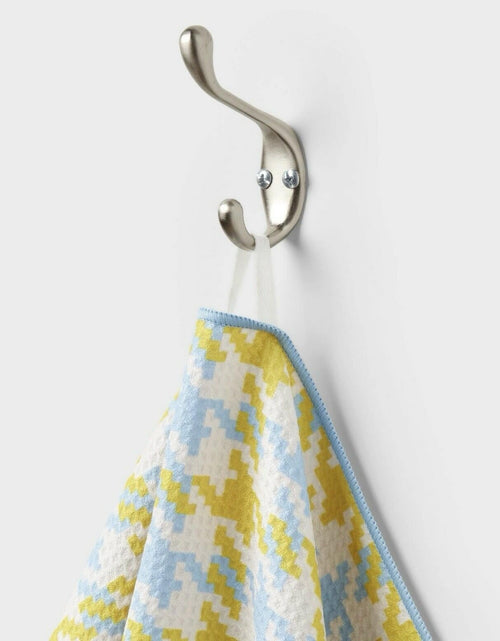 Load image into Gallery viewer, Target Set of 3 Waffle Houndstooth Hand Towels Blue Yellow 16x26
