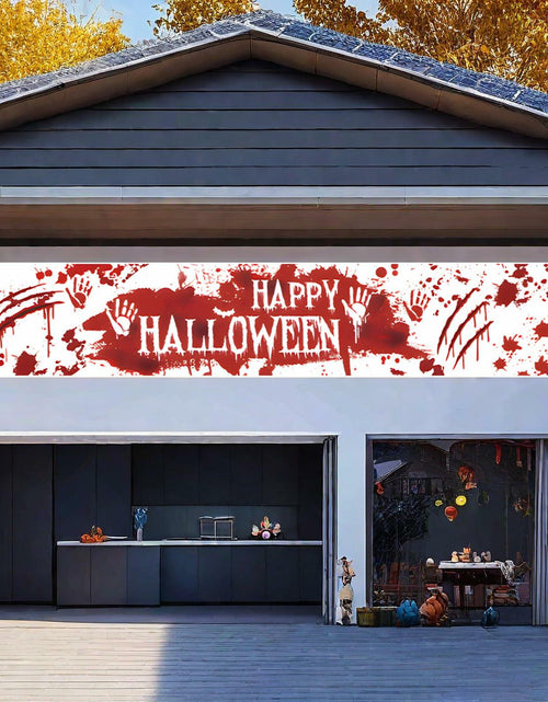 Load image into Gallery viewer, DENNSHH Happy Halloween Outdoor Banner 120x20 White Polyester Yard Sign
