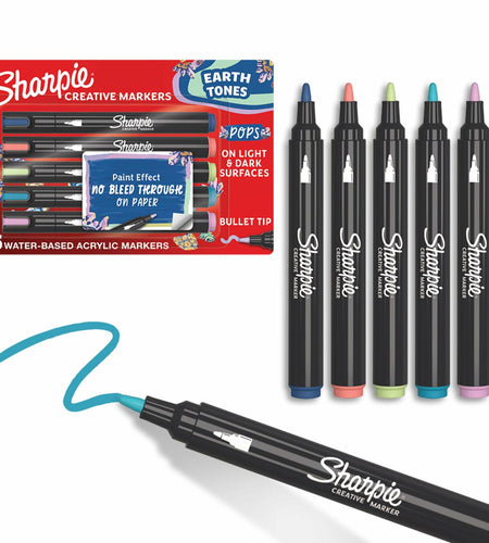 Sharpie Creative Markers Water-Based Bullet Tip Earth Tones Glowing Tropics 5ct