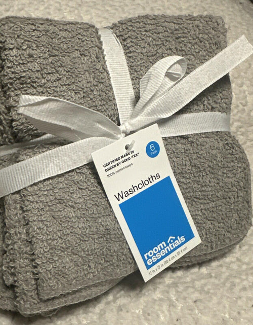 Load image into Gallery viewer, Room Essentials Washcloths Light Gray Pack 12x12 Inches 12 Count
