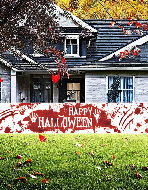 Load image into Gallery viewer, DENNSHH Happy Halloween Outdoor Banner 120x20 White Polyester Yard Sign
