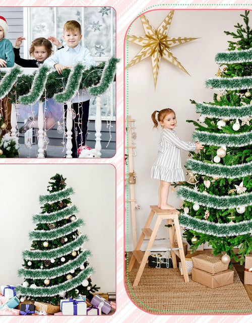 Load image into Gallery viewer, Hotop Christmas Tinsel Garland Frost Tip Metallic Streamers Green 164ft
