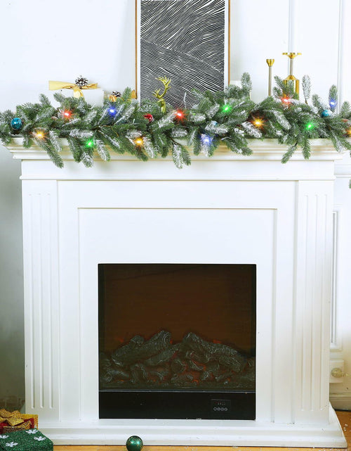 Load image into Gallery viewer, Chuangdi 9FT Flocked Cedar Garland with 50 LED Lights Frosted Pine
