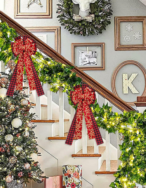 Load image into Gallery viewer, cobee 2Pcs Large Red Velvet Bow Decoration for Door Wall Fence
