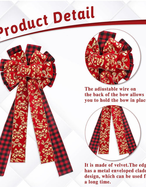 Load image into Gallery viewer, cobee 2Pcs Large Red Velvet Bow Decoration for Door Wall Fence
