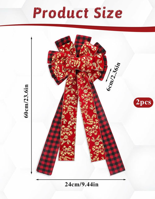 Load image into Gallery viewer, cobee 2Pcs Large Red Velvet Bow Decoration for Door Wall Fence
