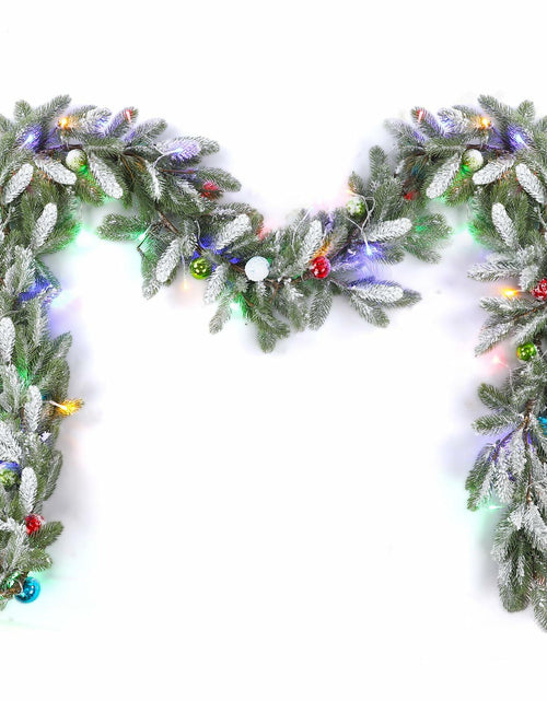 Load image into Gallery viewer, Chuangdi 9FT Flocked Cedar Garland with 50 LED Lights Frosted Pine
