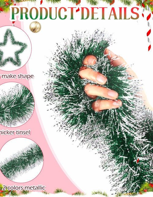 Load image into Gallery viewer, Hotop Christmas Tinsel Garland Frost Tip Metallic Streamers Green 164ft
