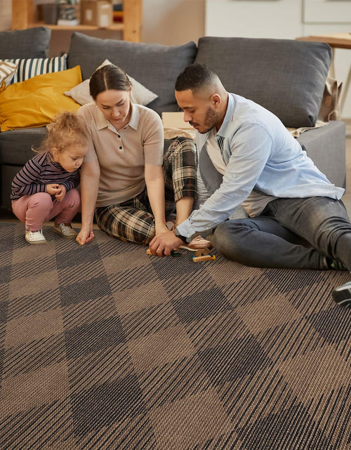 Load image into Gallery viewer, YIHOUSE Checkered Jute Rug 8x10 Brown Black Non Slip Indoor Outdoor
