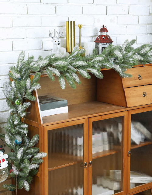 Load image into Gallery viewer, Chuangdi 9FT Flocked Cedar Garland with 50 LED Lights Frosted Pine
