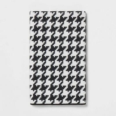 Load image into Gallery viewer, Room Essentials Waffle Houndstooth Hand Towel Black/White 1pc
