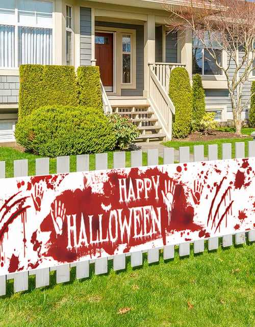 Load image into Gallery viewer, DENNSHH Happy Halloween Outdoor Banner 120x20 White Polyester Yard Sign
