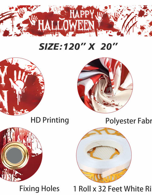 Load image into Gallery viewer, DENNSHH Happy Halloween Outdoor Banner 120x20 White Polyester Yard Sign
