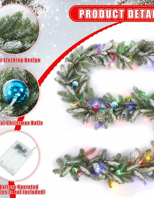 Load image into Gallery viewer, Chuangdi 9FT Flocked Cedar Garland with 50 LED Lights Frosted Pine
