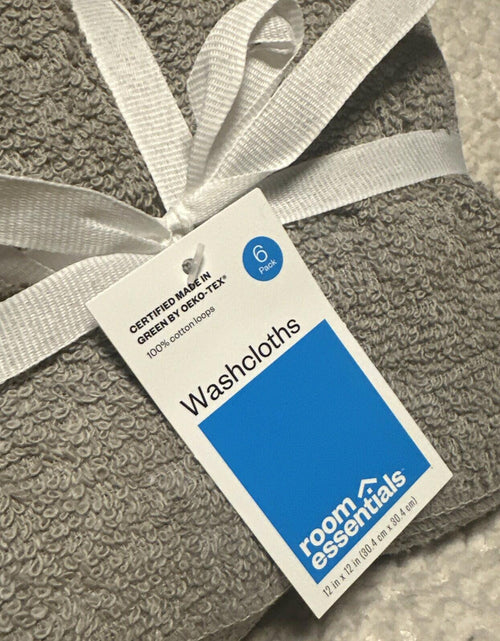 Load image into Gallery viewer, Room Essentials Washcloths Light Gray Pack 12x12 Inches 12 Count
