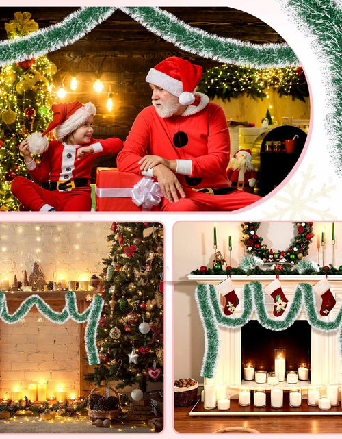 Load image into Gallery viewer, Hotop Christmas Tinsel Garland Frost Tip Metallic Streamers Green 164ft
