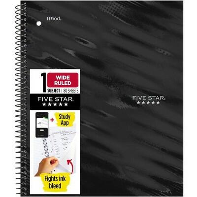 Load image into Gallery viewer, Five Star Active Subject Wide Ruled Notebook 80 Pages Black
