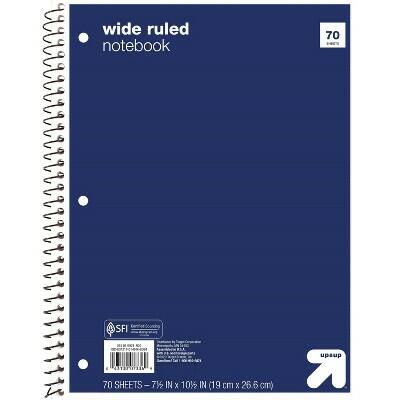 Load image into Gallery viewer, Up&amp;up™ Wide Ruled 1 Subject Spiral Notebook Blue 70 Pages 3 Hole Punched
