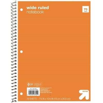 Load image into Gallery viewer, Up&amp;up™ Spiral Notebook 1 Subject Wide Ruled Orange 70 Pages Perforated 3 Hole
