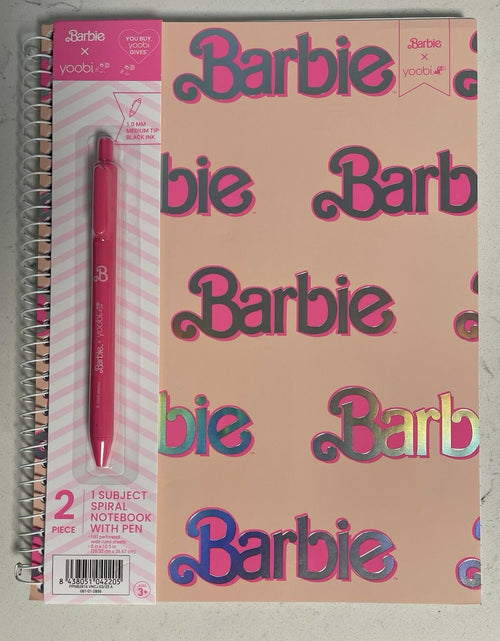 Load image into Gallery viewer, Yoobi Barbie Pink Composition Notebook With Pen 1 Subject 2024
