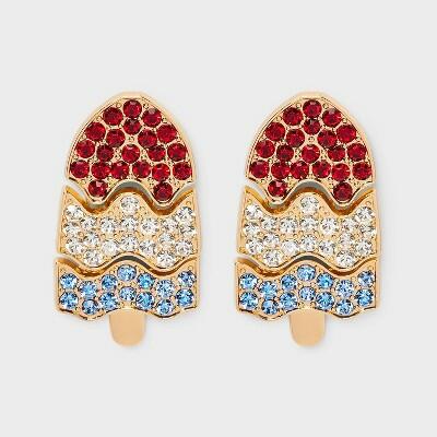 Load image into Gallery viewer, Americana Popsicle Drop Earrings Red White Blue Patriotic Jewelry
