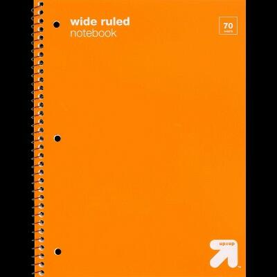 Load image into Gallery viewer, Up&amp;up™ Spiral Notebook 1 Subject Wide Ruled 70 Pages Orange 3 Hole Punched
