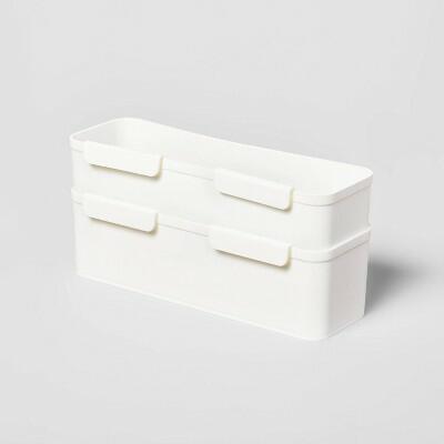 Load image into Gallery viewer, Brightroom Long Cart Divider Cups 11.22" White Set of 2 Plastic Organizer
