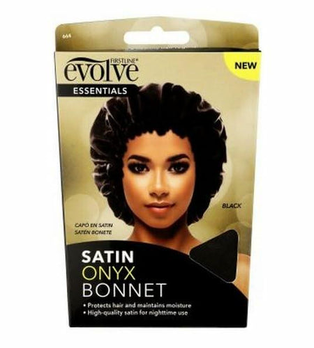 Evolve Satin Bonnet Onyx Black Satin Hair Protection Cap