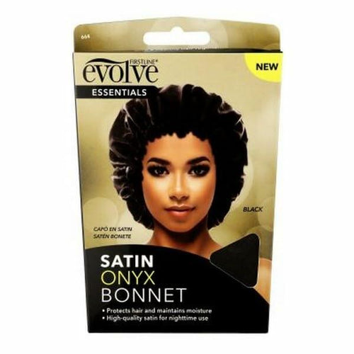 Load image into Gallery viewer, Evolve Satin Bonnet Onyx Black Satin Hair Protection Cap
