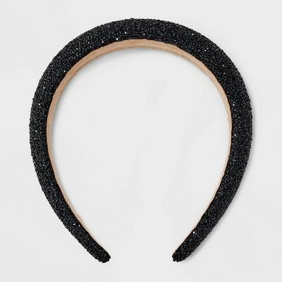 Load image into Gallery viewer, A New Day Stone Tape Headband Black Glitter Eco-Friendly Oval

