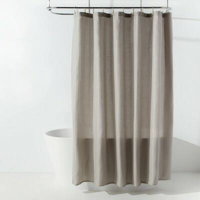 Load image into Gallery viewer, Room Essentials Herringbone Fabric Shower Curtain Gray 72x72
