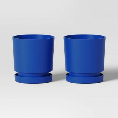 Load image into Gallery viewer, Room Essentials™ 2pc Recycled Resin Planter Pots Blue 4x4x4 Indoor Outdoor
